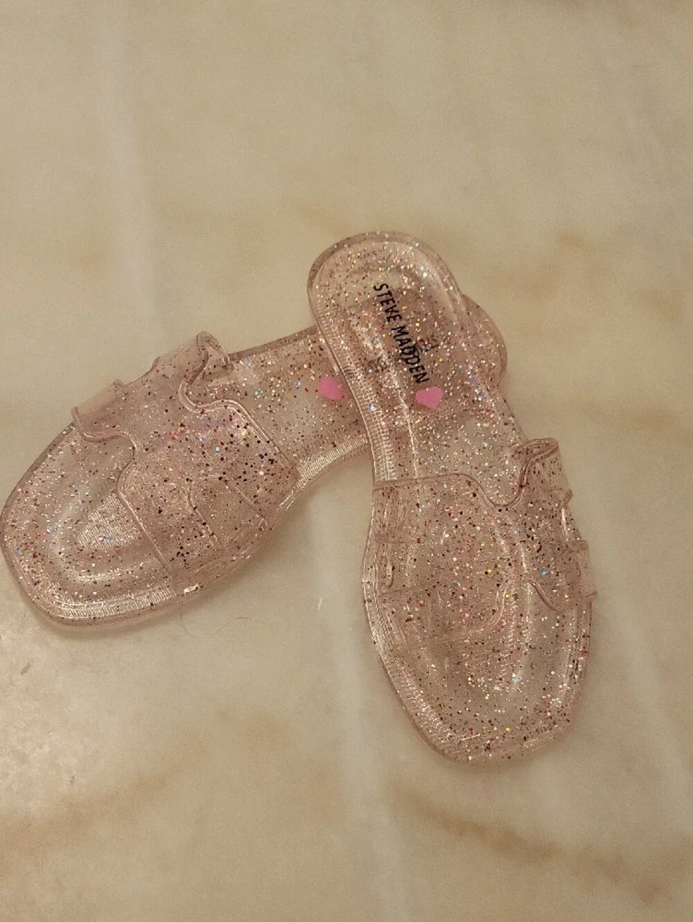 Steve Madden Pink Glitter Jelly Slide Sandals